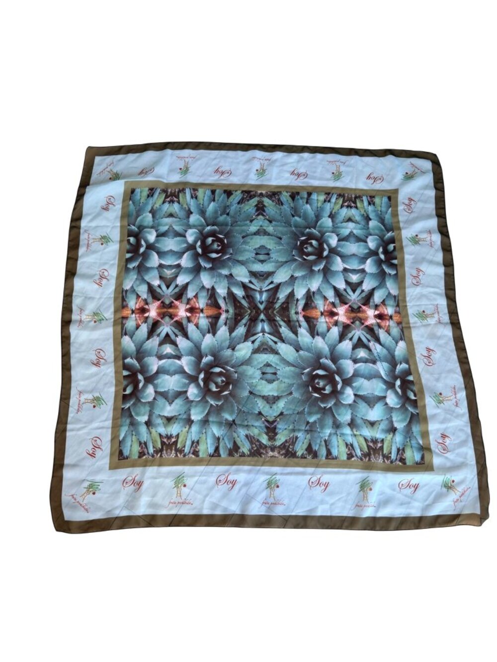 Women's Square Scarf Y2K Agave Cactus Soy Fruta Prohibida Slogan Graphic Bandana